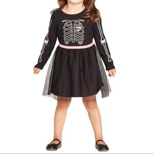 Cat & Jack Skeleton Halloween Tutu Dress black Long Sleeve mesh skirt 18m